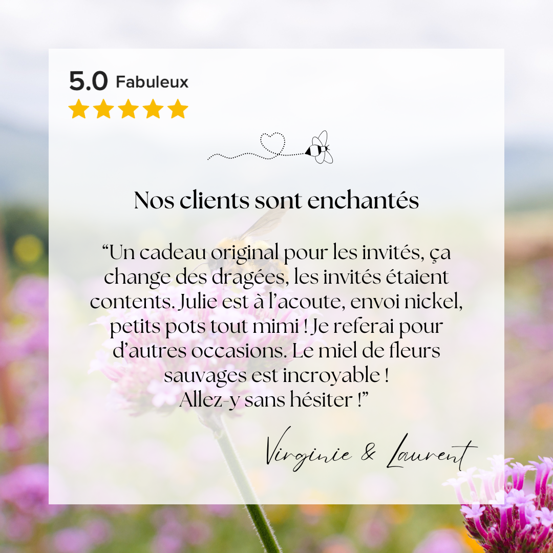 Cadeaux invités Mariage | Mini Pot de Miel Thème Couronne Fleurie🌸🍯