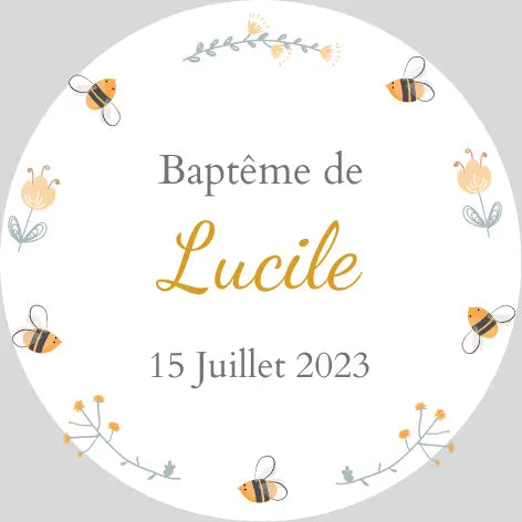 Abeilles (doré) - Mini pot de miel personnalisé cadeaux invités baptême anniversaire naissance Honey Sweet Events