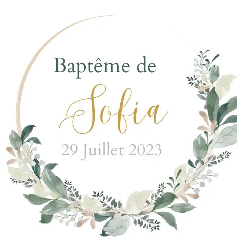 Couronne feuilles - Mini pot de miel personnalisé cadeaux invités baptême anniversaire naissance Honey Sweet Events