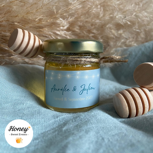 Guinguette - Mini pot de miel personnalisé cadeaux invités mariage baptême anniversaire naissance