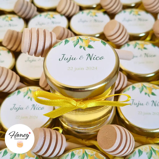 Citrons - Mini pot de miel personnalisé cadeaux invités mariage Honey Sweet Events